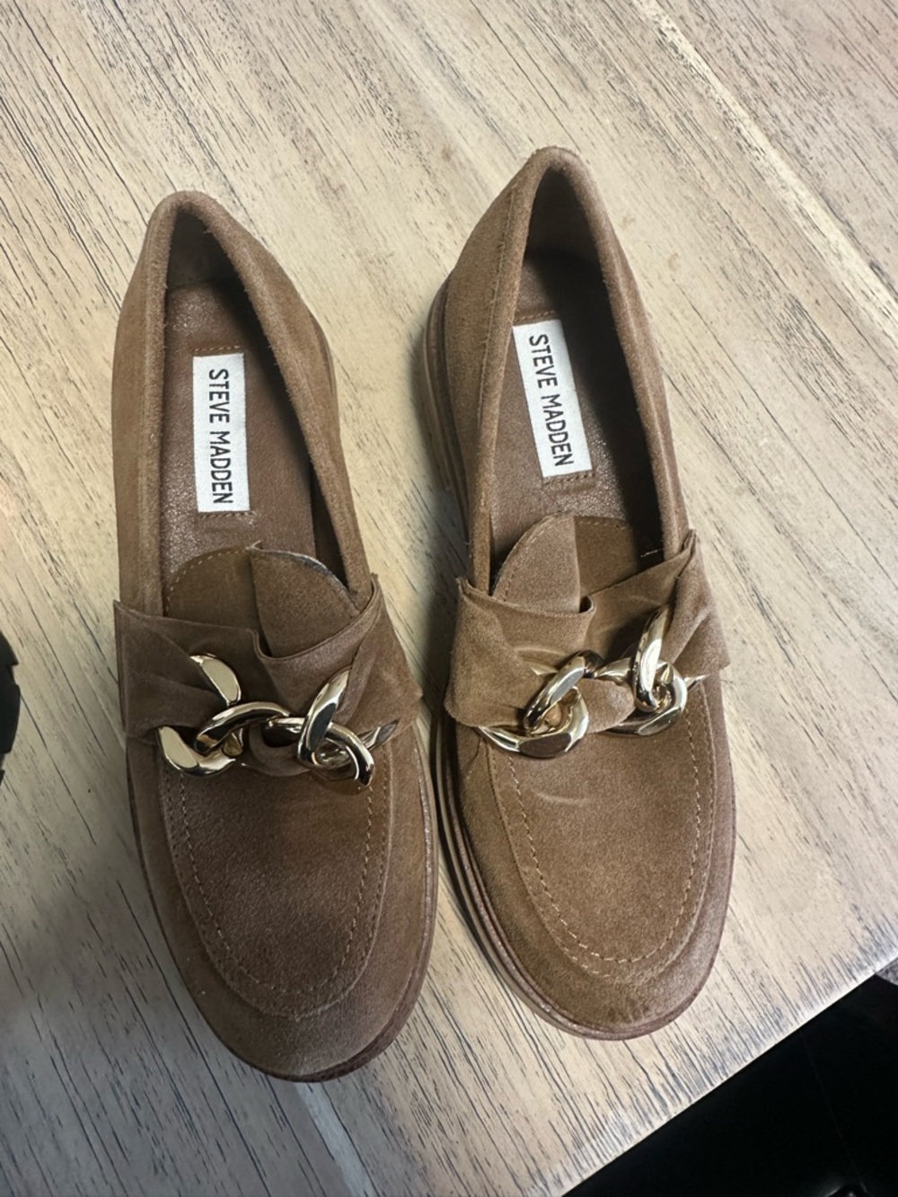 Steve Madden Women’s Brown Suede Chain Loafers